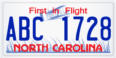 NC license plate ABC1728
