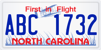 NC license plate ABC1732