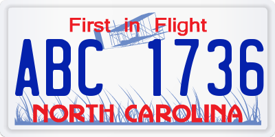 NC license plate ABC1736