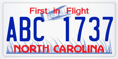 NC license plate ABC1737