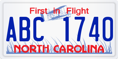 NC license plate ABC1740
