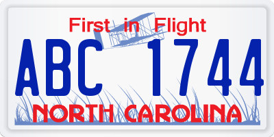NC license plate ABC1744