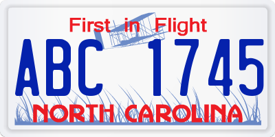 NC license plate ABC1745