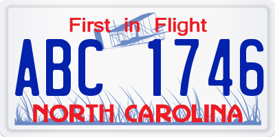 NC license plate ABC1746