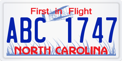 NC license plate ABC1747