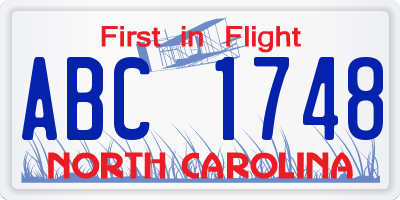 NC license plate ABC1748