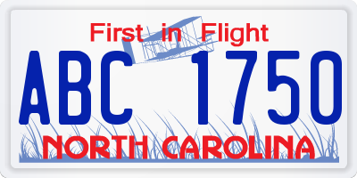 NC license plate ABC1750