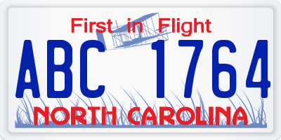 NC license plate ABC1764