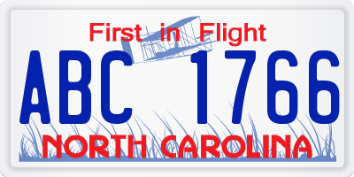 NC license plate ABC1766