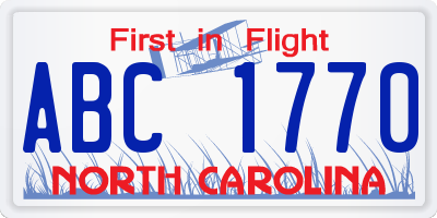 NC license plate ABC1770