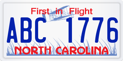 NC license plate ABC1776
