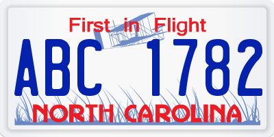 NC license plate ABC1782