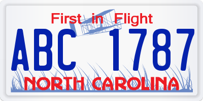 NC license plate ABC1787