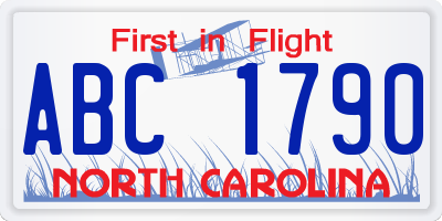 NC license plate ABC1790