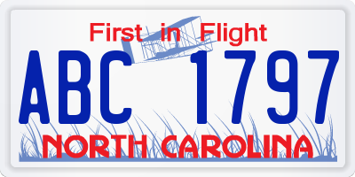 NC license plate ABC1797