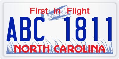 NC license plate ABC1811