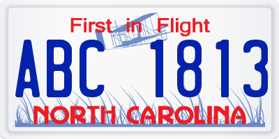 NC license plate ABC1813