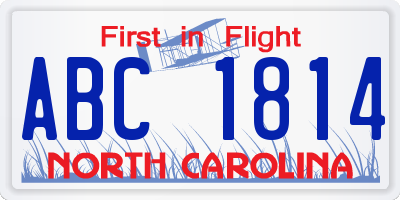 NC license plate ABC1814