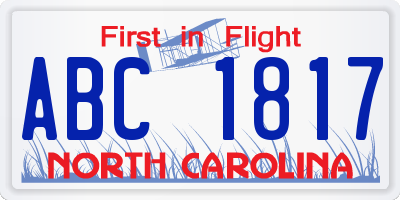 NC license plate ABC1817