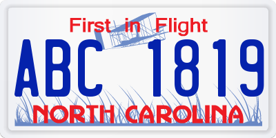 NC license plate ABC1819