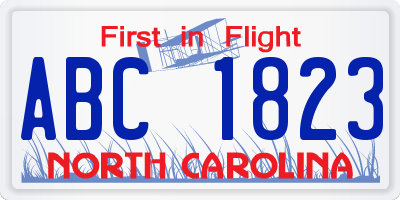 NC license plate ABC1823