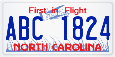 NC license plate ABC1824