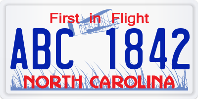 NC license plate ABC1842