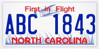 NC license plate ABC1843