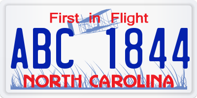 NC license plate ABC1844