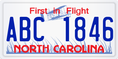 NC license plate ABC1846