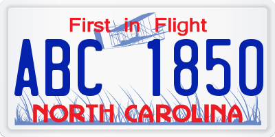 NC license plate ABC1850