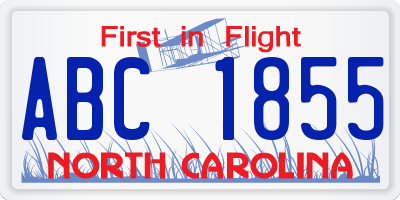 NC license plate ABC1855