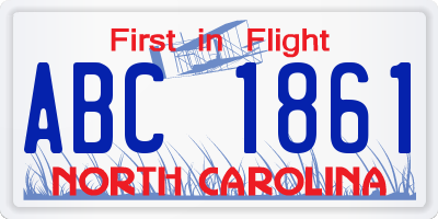 NC license plate ABC1861
