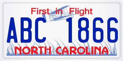 NC license plate ABC1866