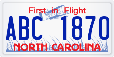 NC license plate ABC1870