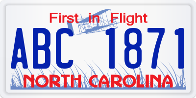 NC license plate ABC1871