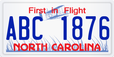 NC license plate ABC1876