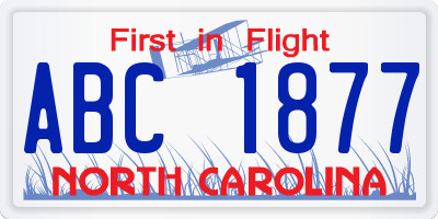 NC license plate ABC1877