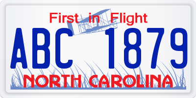 NC license plate ABC1879