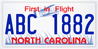 NC license plate ABC1882