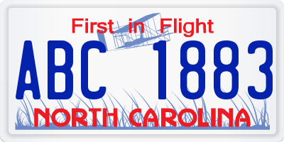 NC license plate ABC1883
