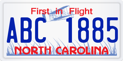 NC license plate ABC1885