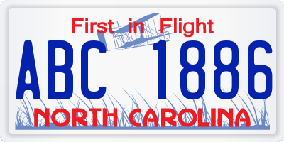 NC license plate ABC1886