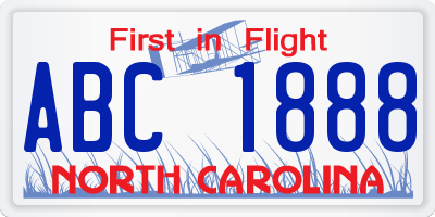 NC license plate ABC1888