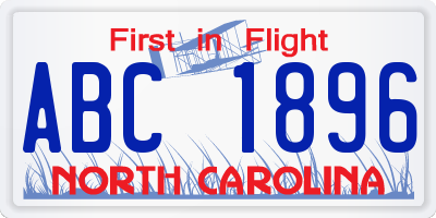 NC license plate ABC1896