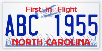 NC license plate ABC1955