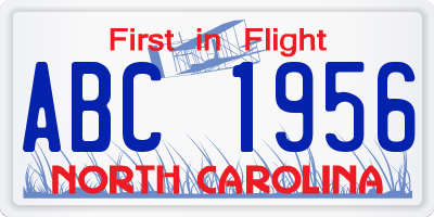 NC license plate ABC1956