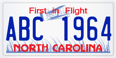 NC license plate ABC1964