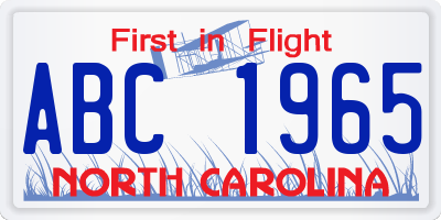 NC license plate ABC1965