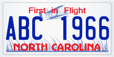 NC license plate ABC1966